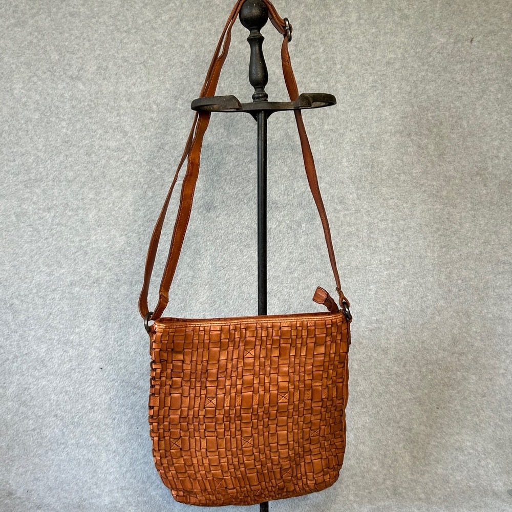 Vilenca Holland Woven Leather Crossbody Bag‎ Shoulder Bag Purse Brown